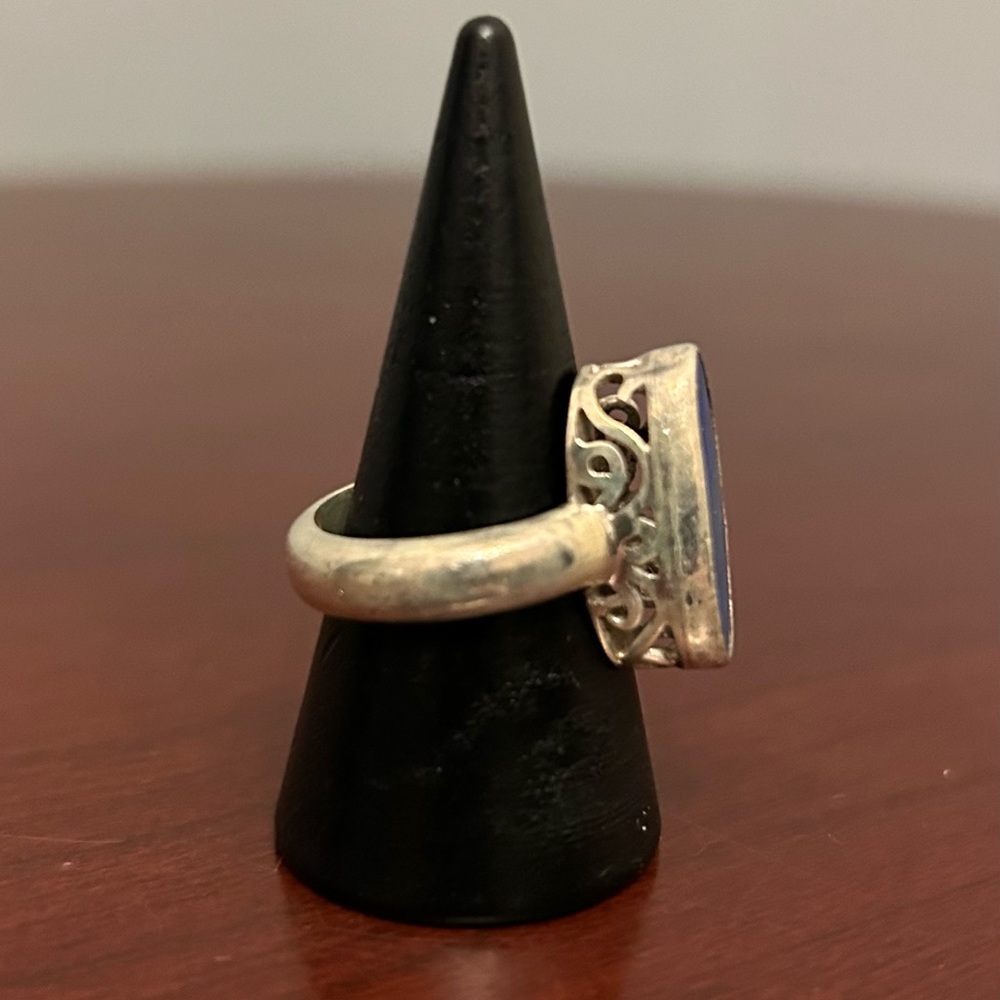 Sterling Silver Blue Opal Ring, size 7 - Picture 3 of 8